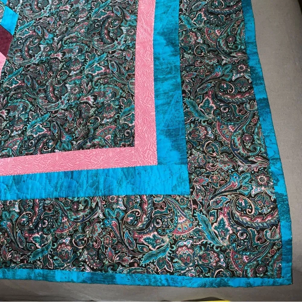Handmade Star of Bethlehem Quilt Lone Star Large Throw Blanket Dark Whimsical